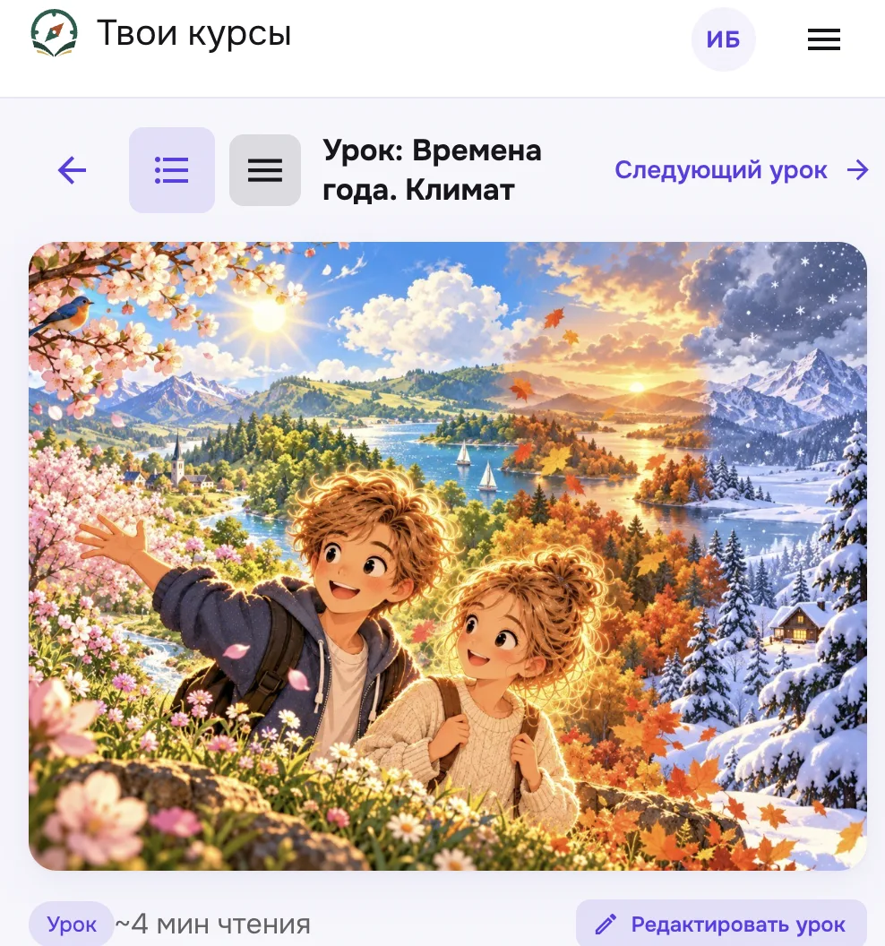 Страница урока «Времена года. Климат» на телефоне: УЗНАЮ, ПОЙМУ, СДЕЛАЮ